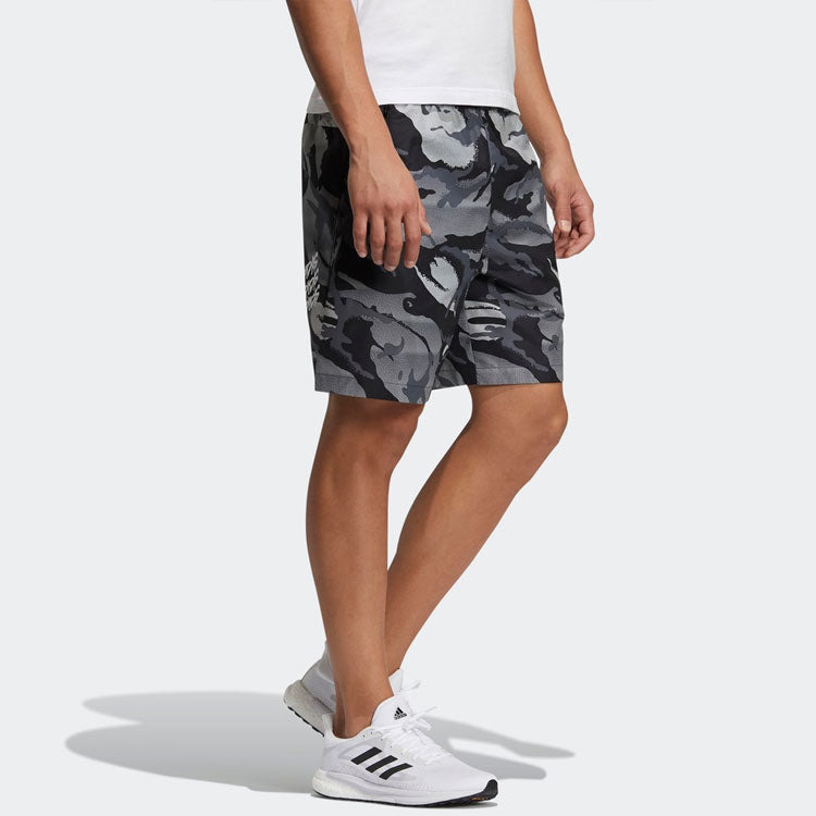 adidas Ub Sht Wv Camo Sports Stylish Camouflage Shorts Gray White GP0834 - 4