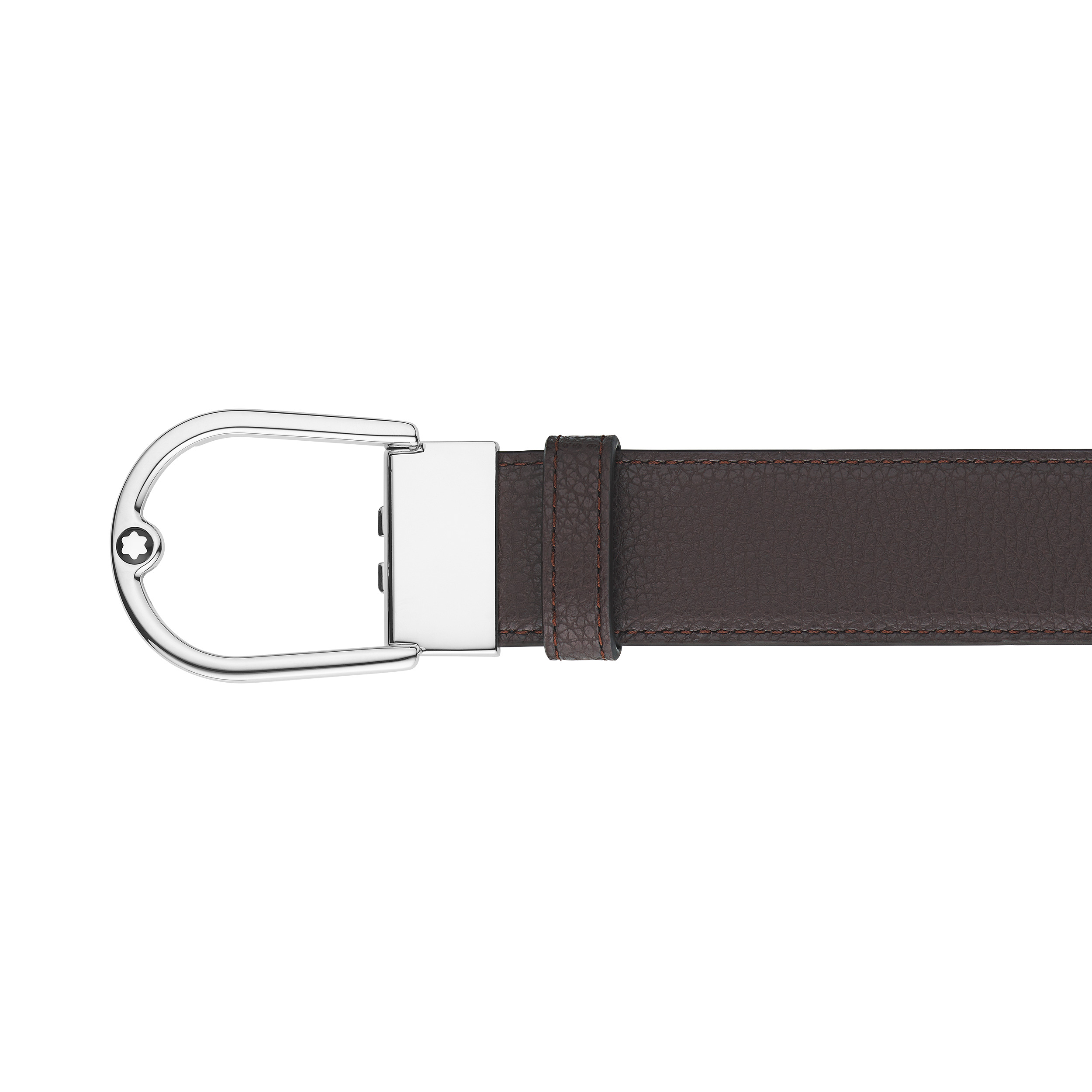 Horseshoe buckle grainy ebony/black 35mm reversible leather belt - 5