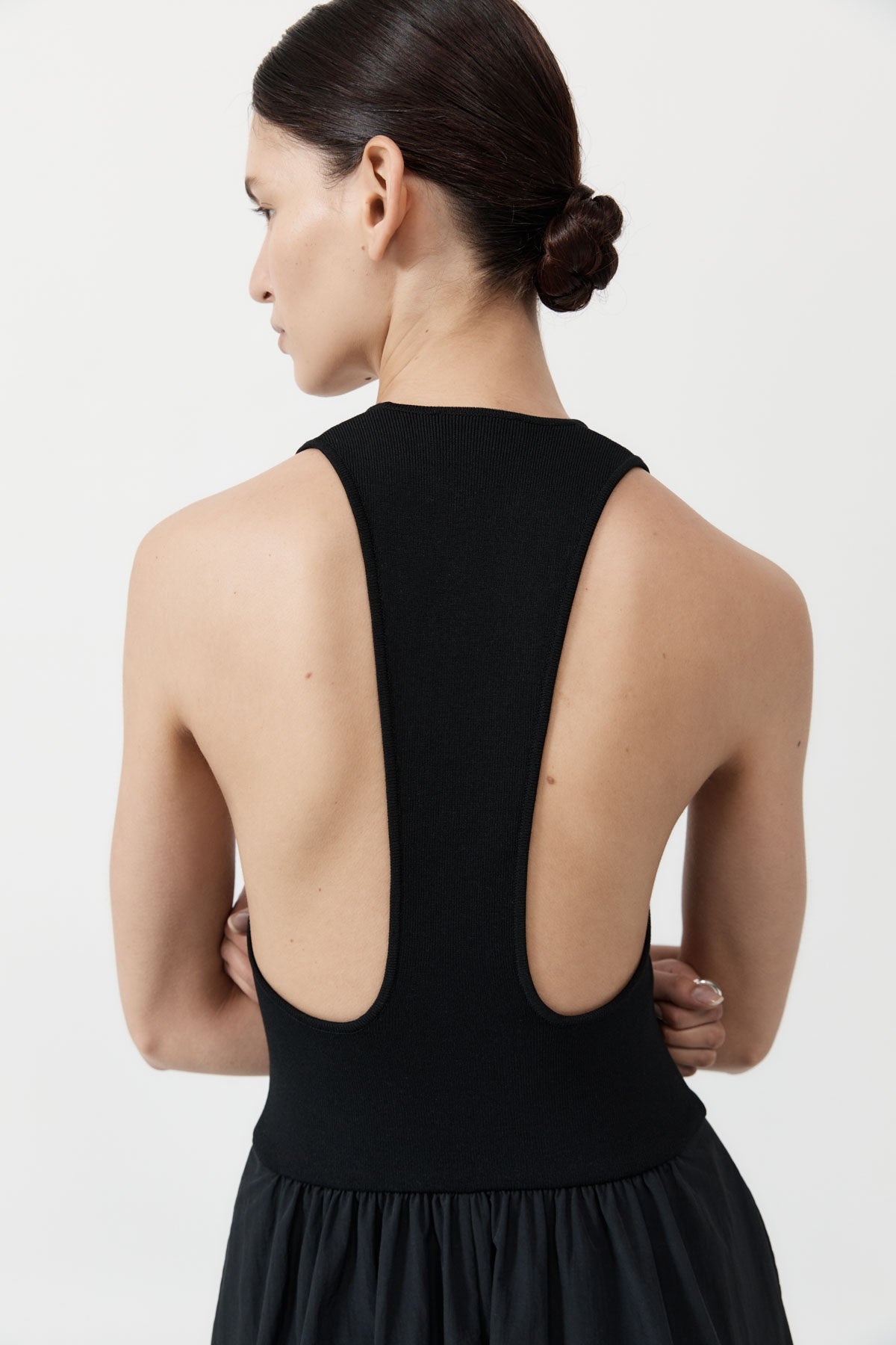 Plunge Neck Dress - Black - 6