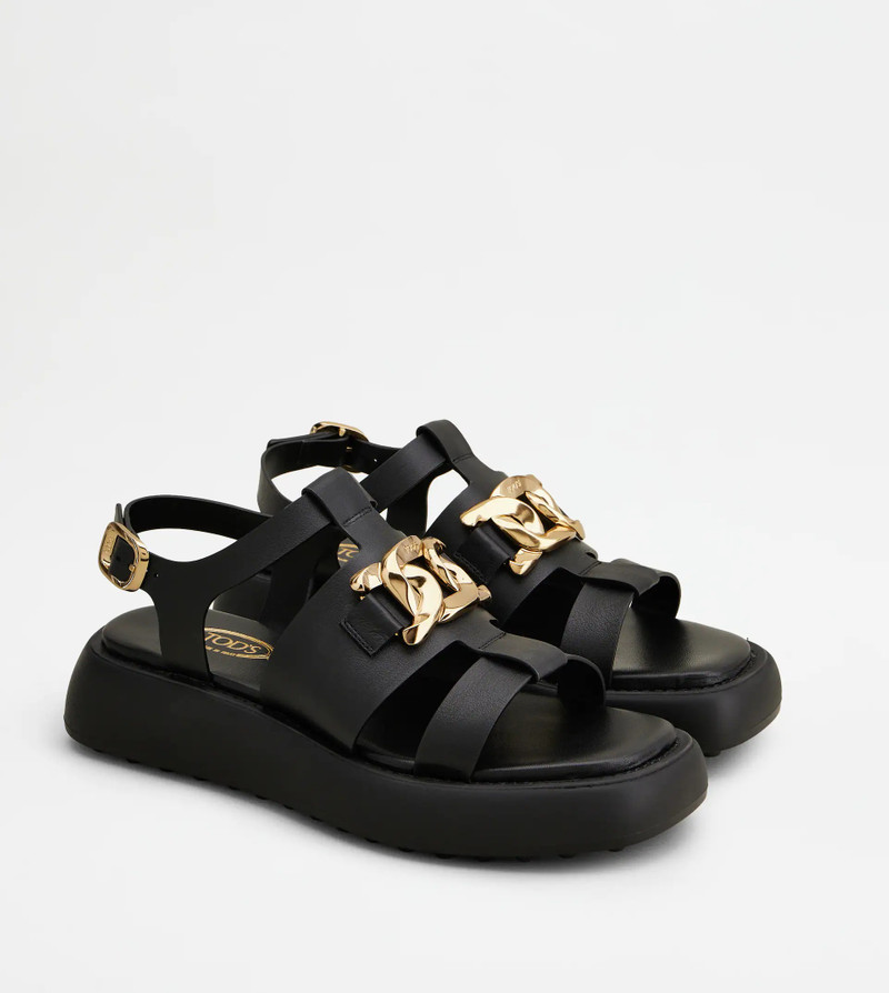 Tod's SANDALS IN LEATHER - BLACK outlook