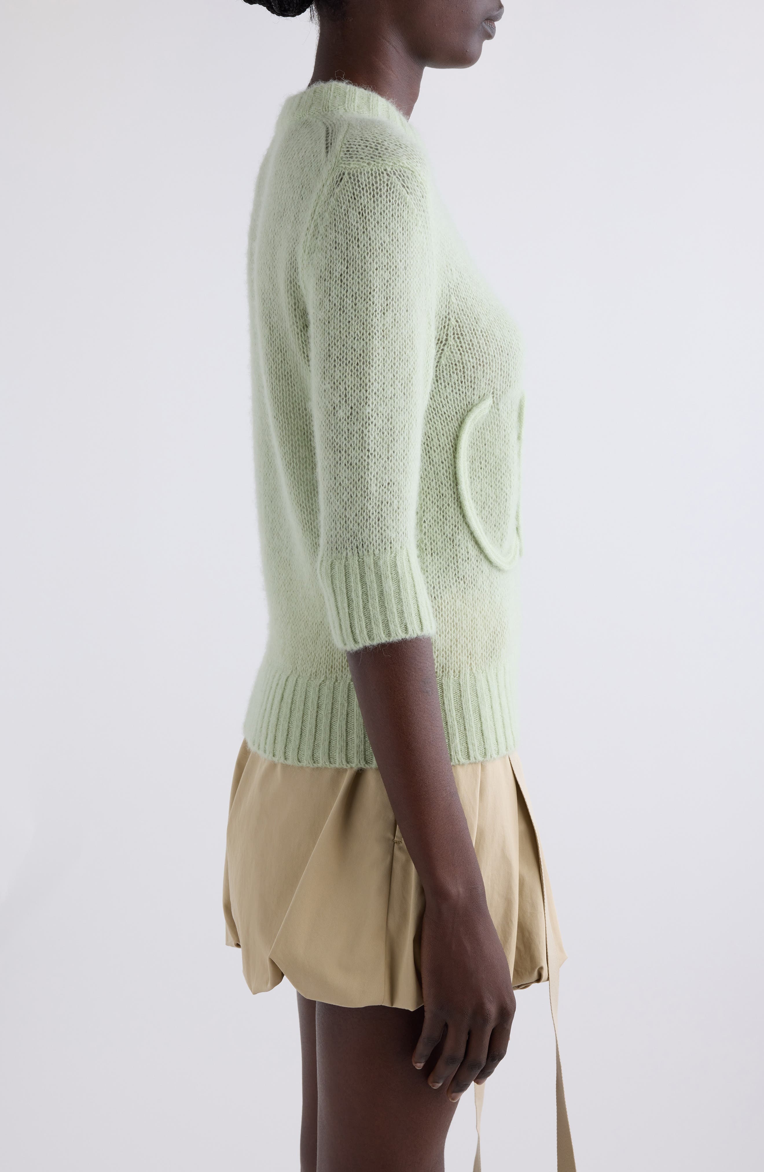 Chloé Raised Logo Alpaca & Silk Sweater in Gleam Green at Nordstrom - 4