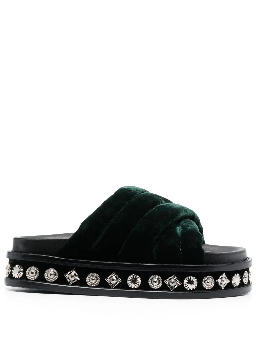 studded 50mm velvet slides - 1