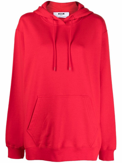 MSGM logo-print cotton hoodie outlook