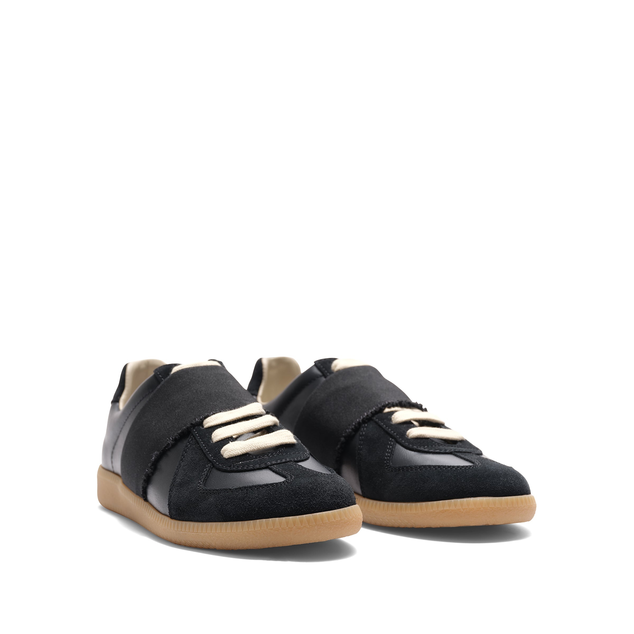 Replica Leather Sneakers in Black/Black - 2
