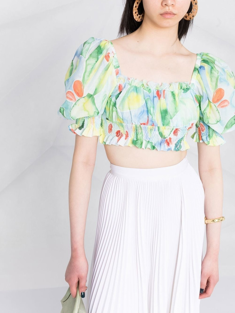 graphic-print ruffled crop top 5