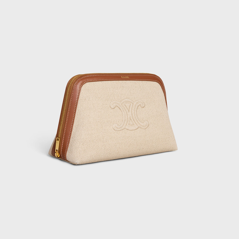 CELINE MEDIUM COSMETIC POUCH IN TEXTILE WITH TRIOMPHE AND CALFSKIN outlook