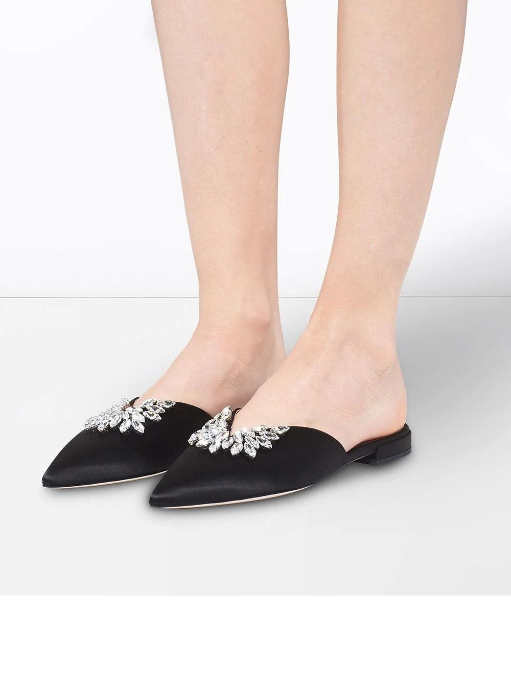 embellished satin mules - 5