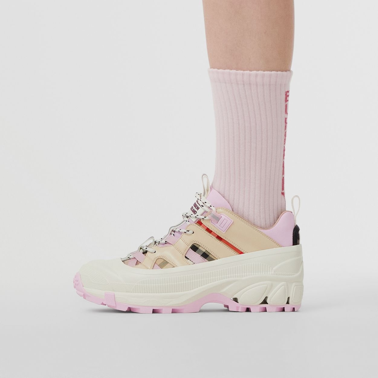 Check Cotton and Leather Arthur Sneakers - 3