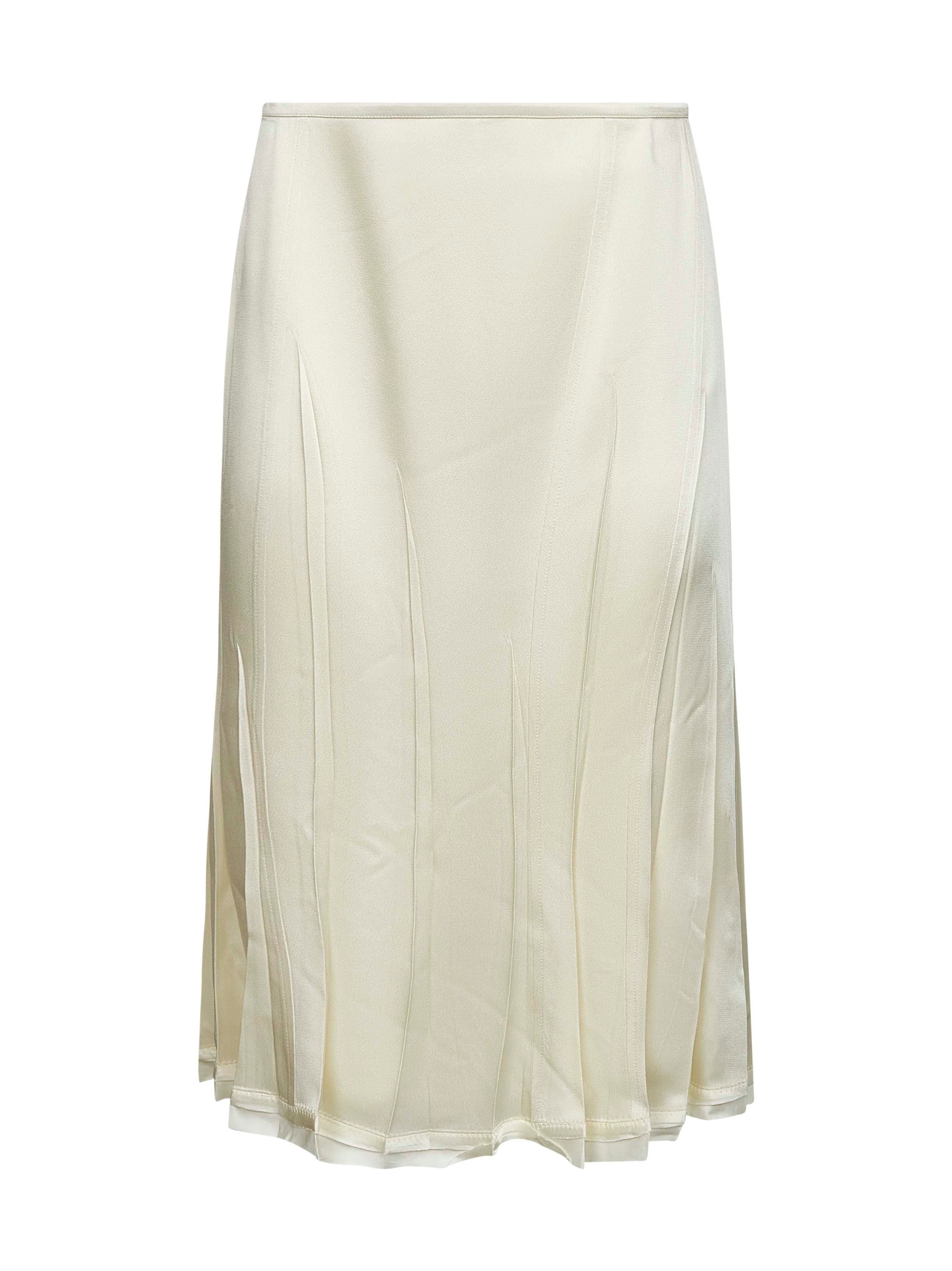 Jil Sander Women Ivory Satin Flared Skirt - 1