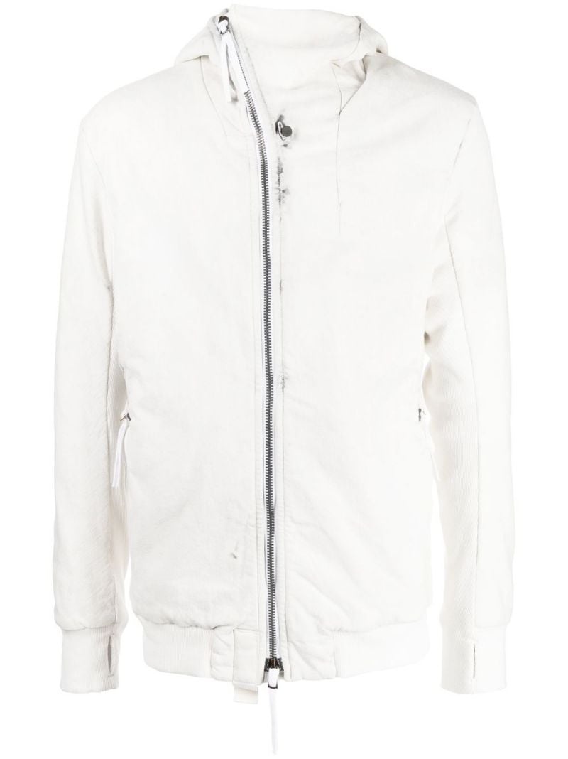 off-centre zip-up hooded jacket - 1