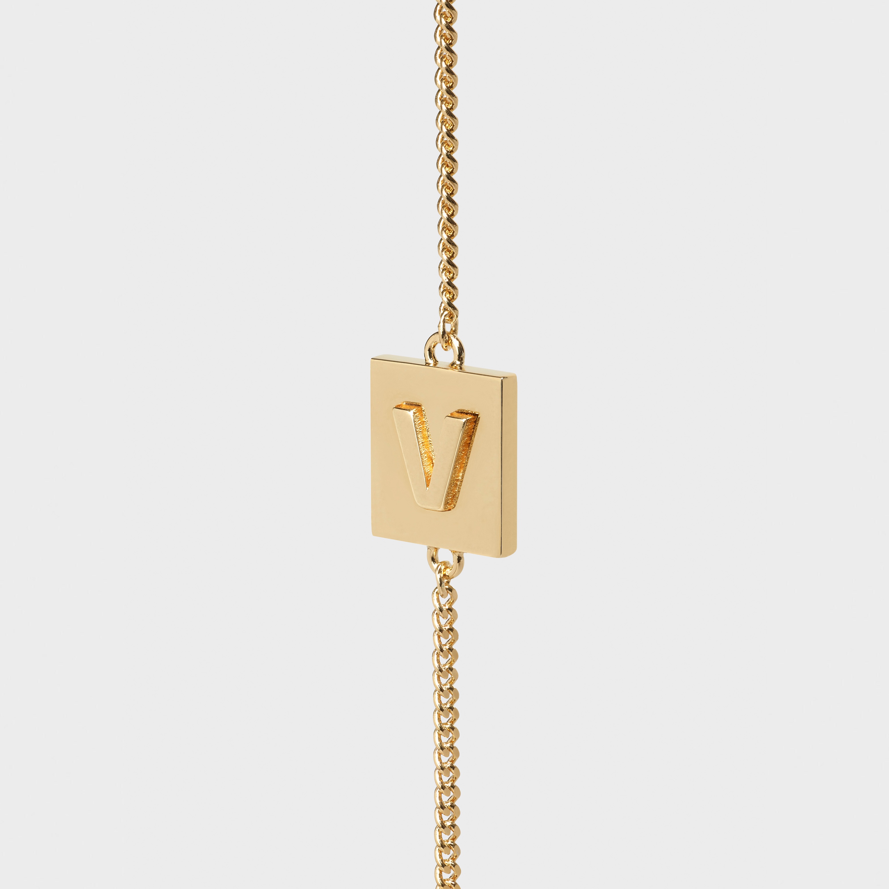 Alphabet V Bracelet in Brass - 1