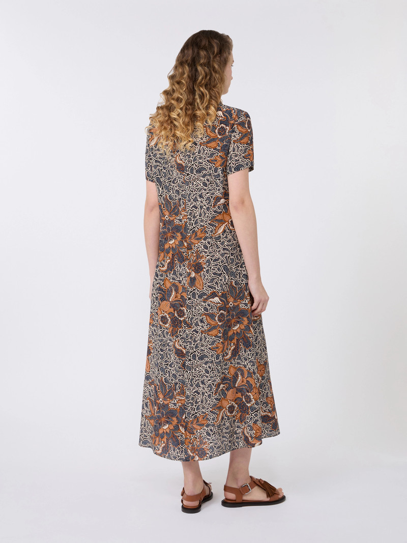CRESPO Printed silk crêpe de Chine dress - NAVY 4