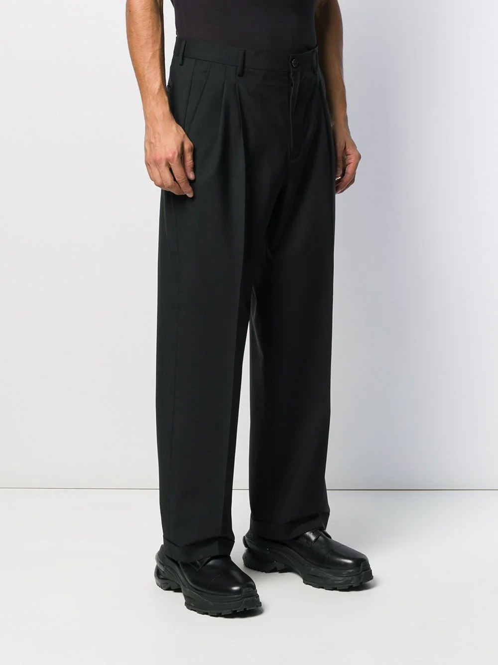 pleated straight-leg trousers - 3