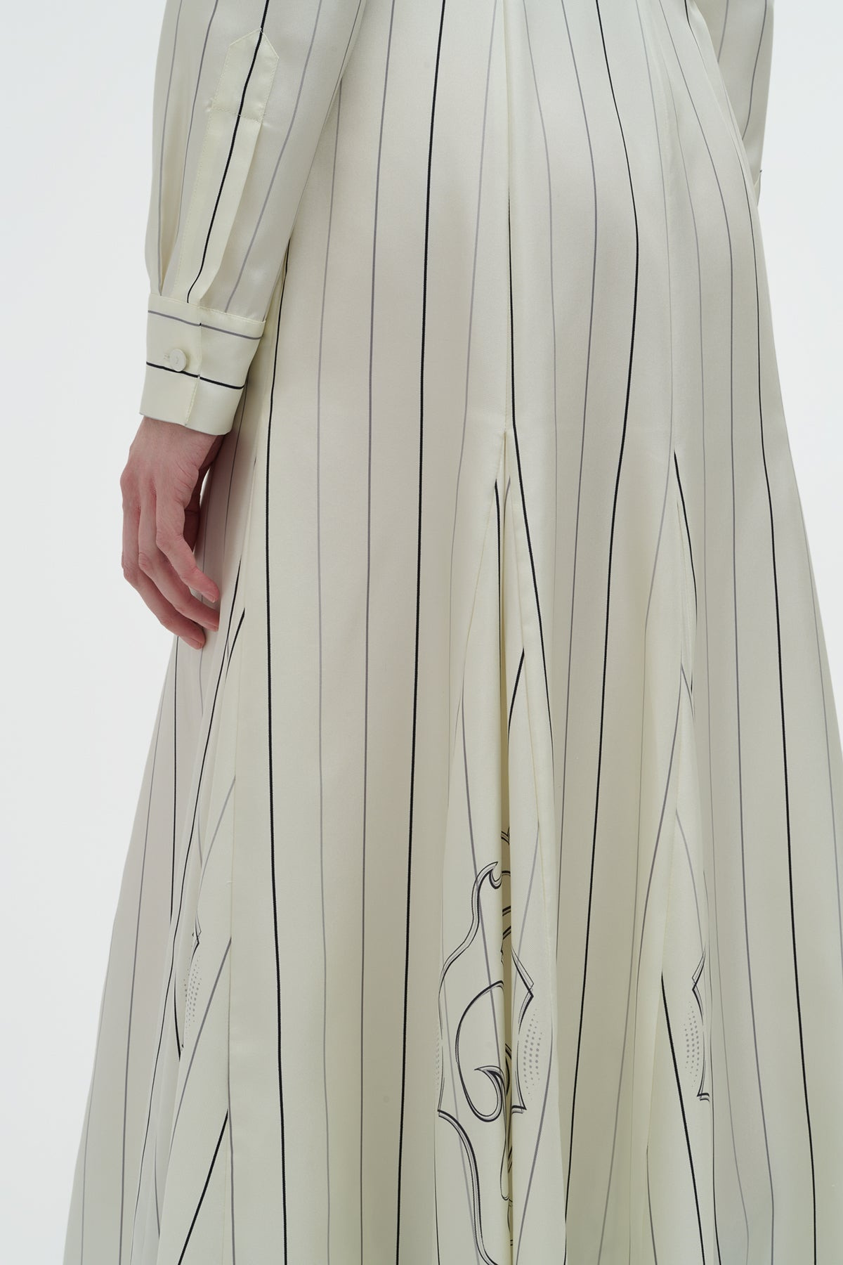 Galway Shirtdress in Ivory Multi Pinstripe Silk Twill - 7