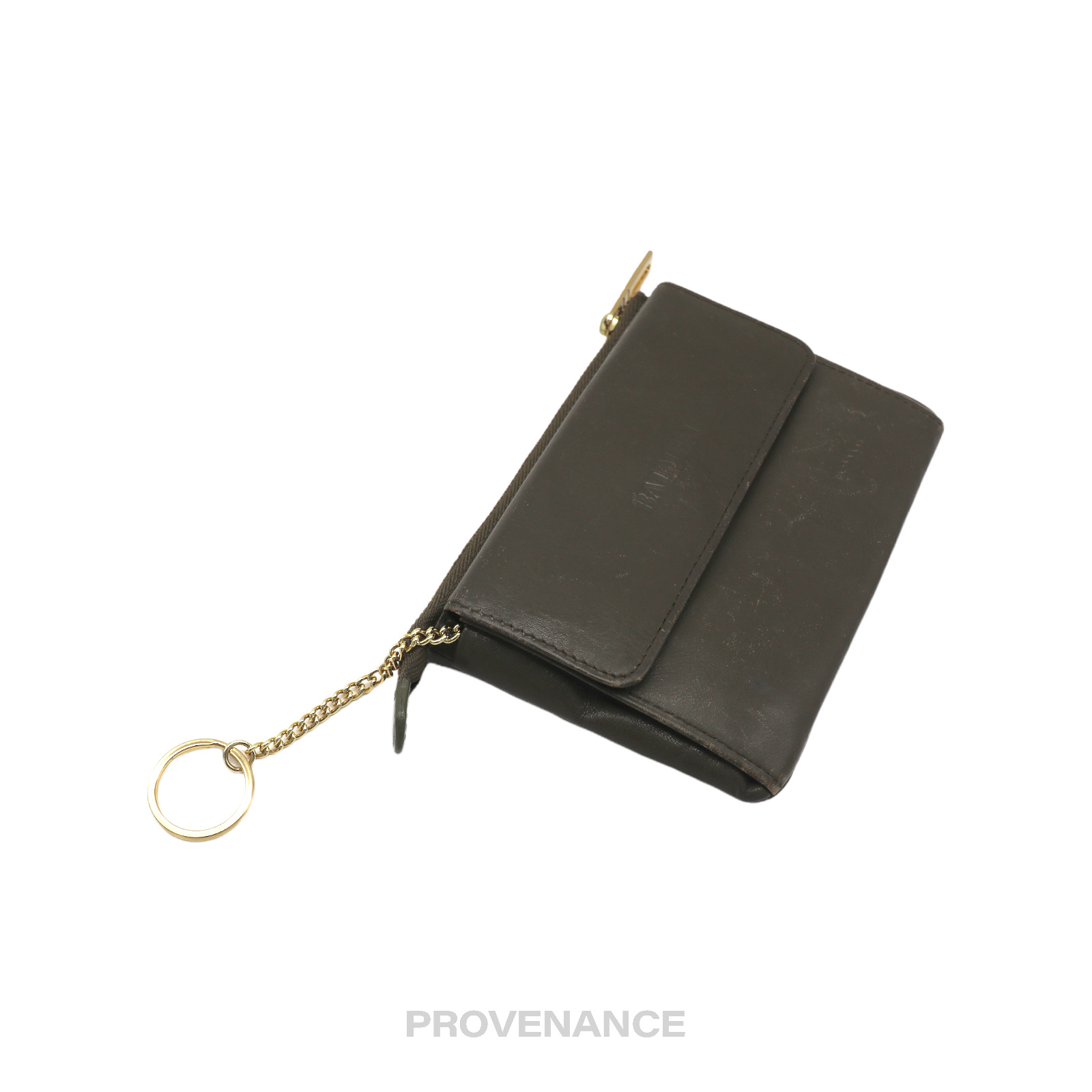 PROVENANCE - Balmain Cles Zip Pouch Wallet - Olive Leather - 2