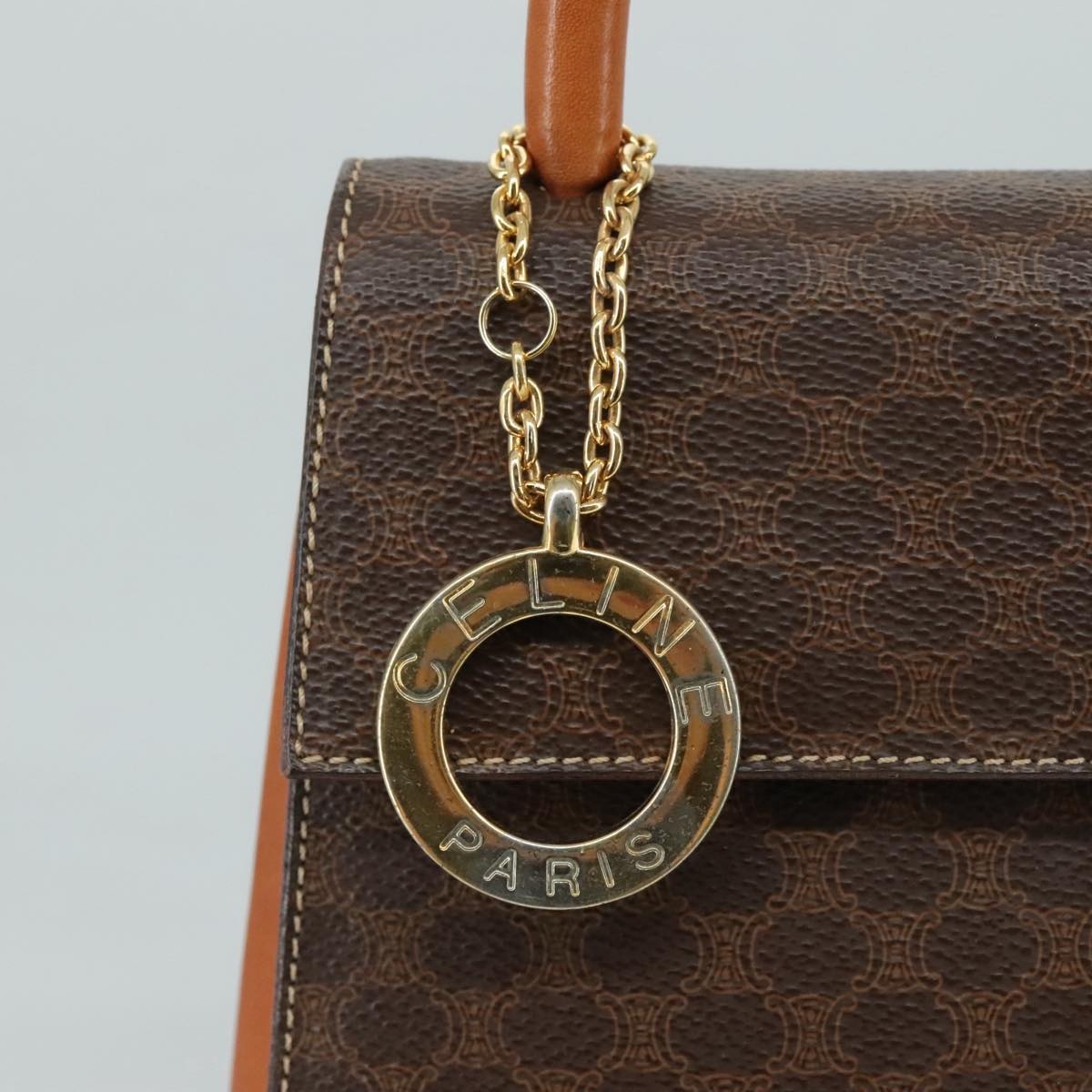 CELINE Macadam Canvas Hand Bag Pvc Leather Brown - 14