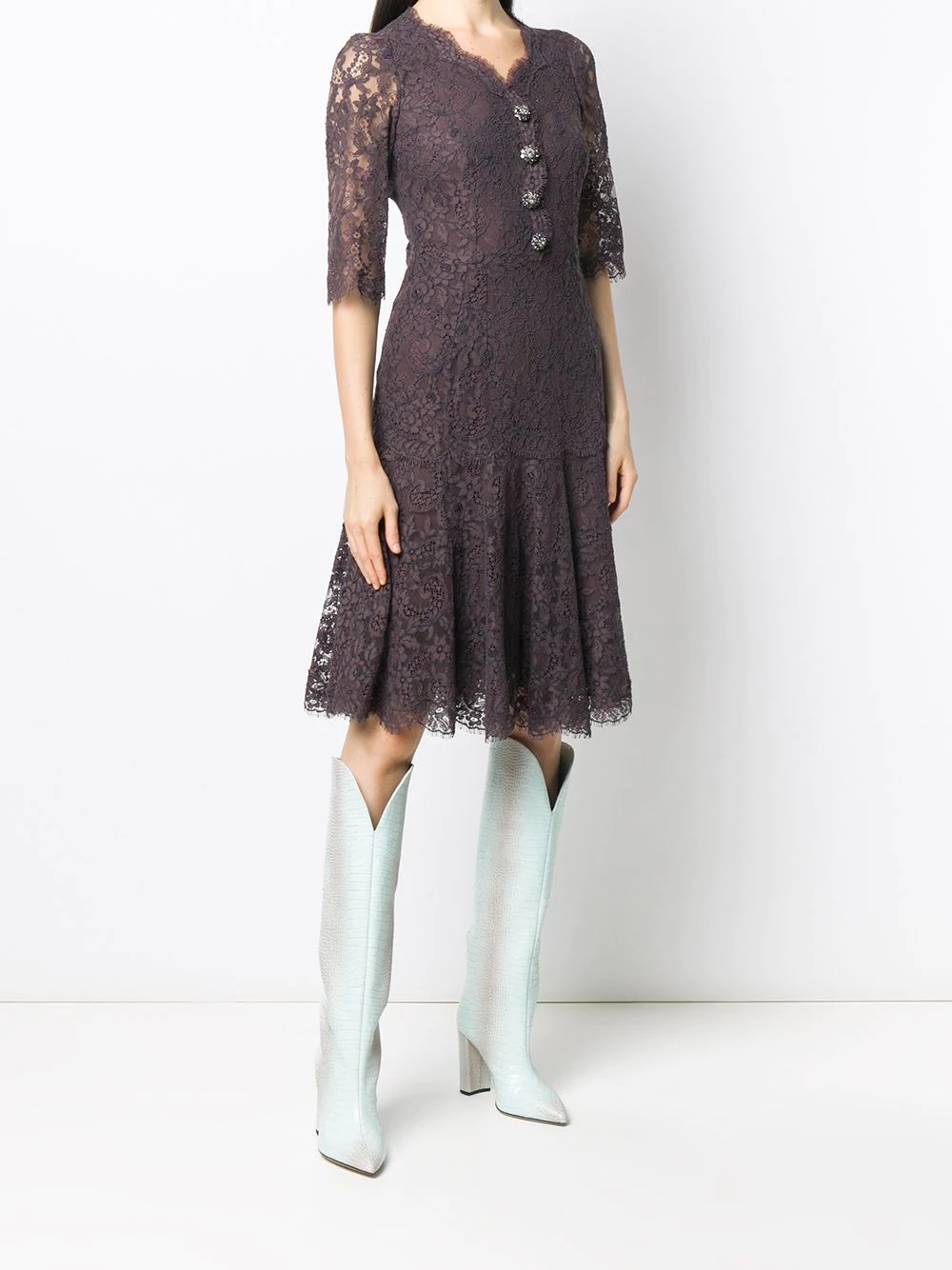 lace mid-length dress - 3