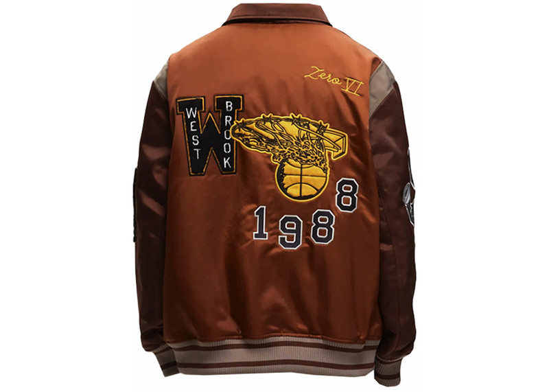 Jordan Jordan x Honor The Gift Westbrook Varsity Jacket Brown outlook