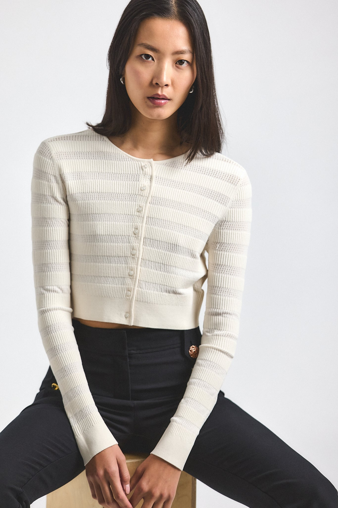 CORA POINTELLE KNIT CARDIGAN - 3