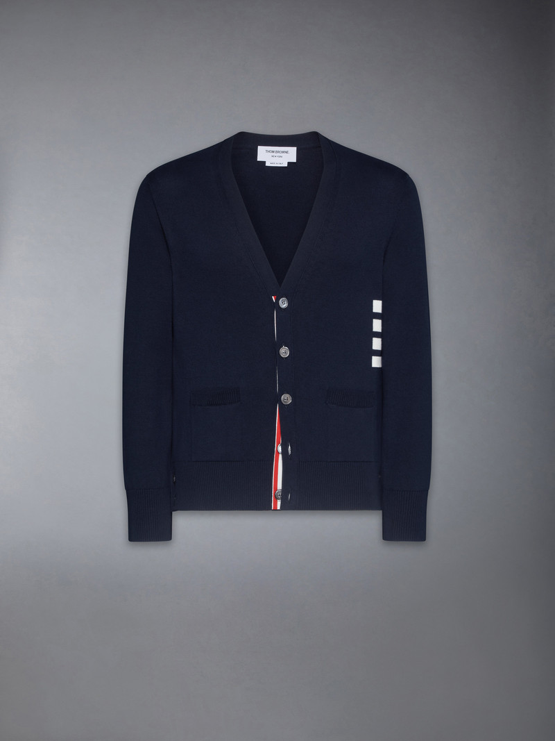 Cotton 4-Bar Relaxed Fit V Neck Cardigan 1