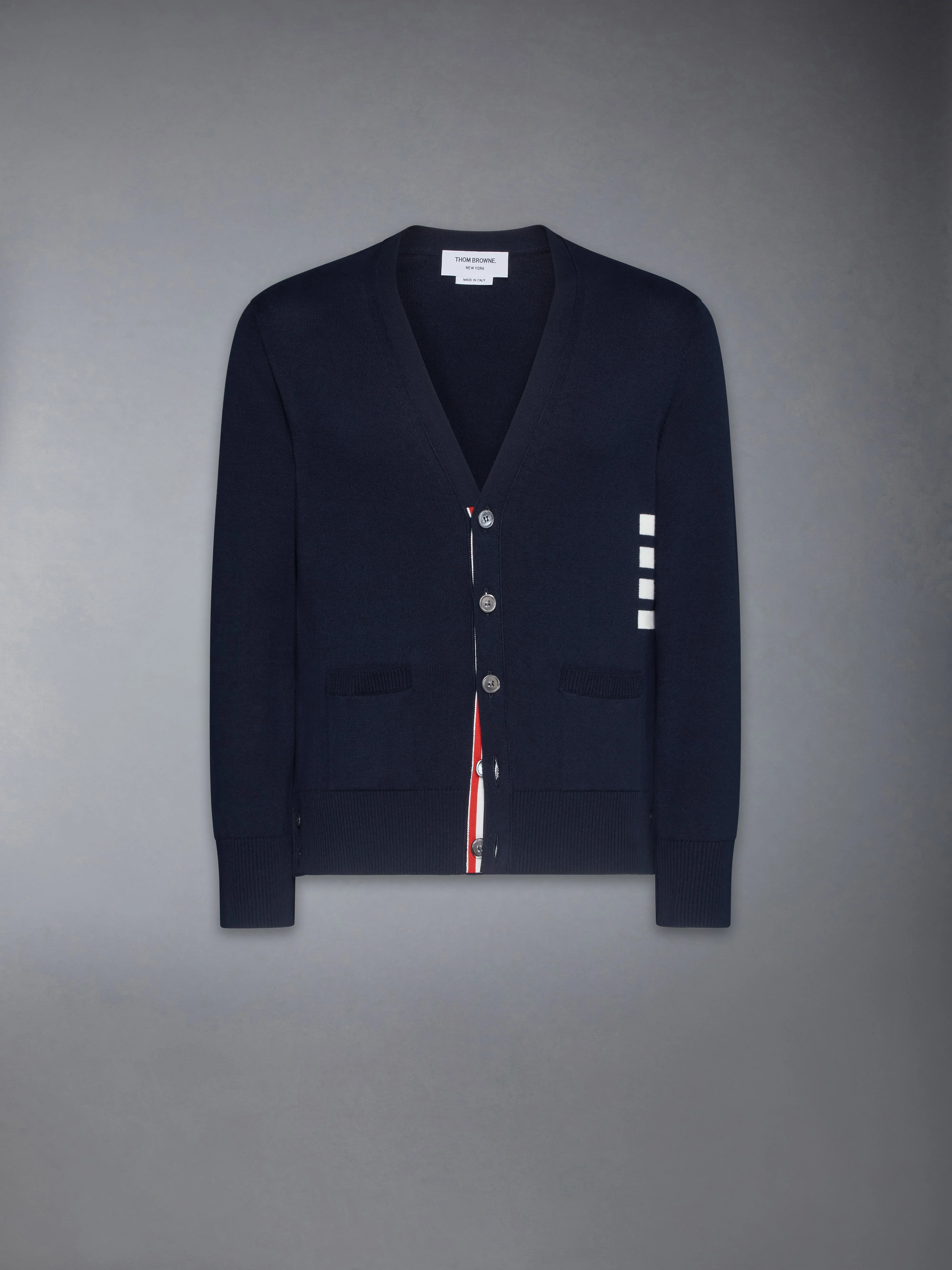Cotton 4-Bar Relaxed Fit V Neck Cardigan - 1