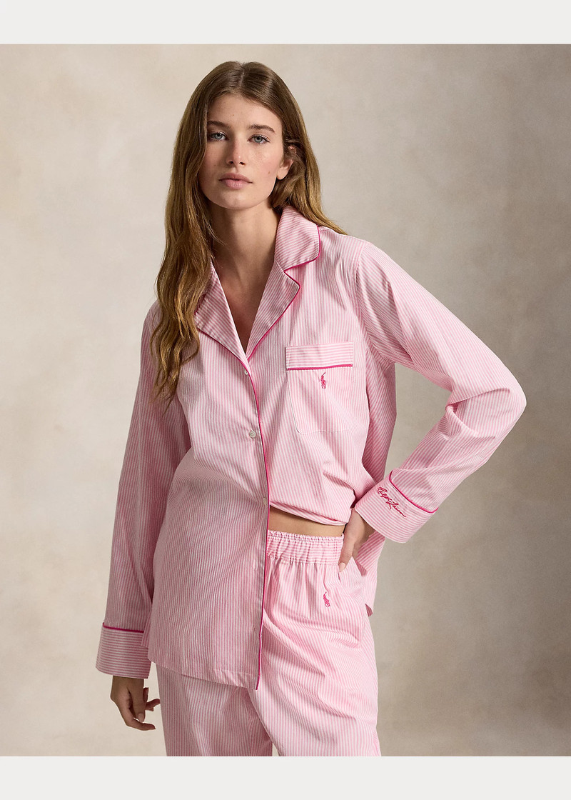 Pink Pony Striped Poplin Pajama Set 3