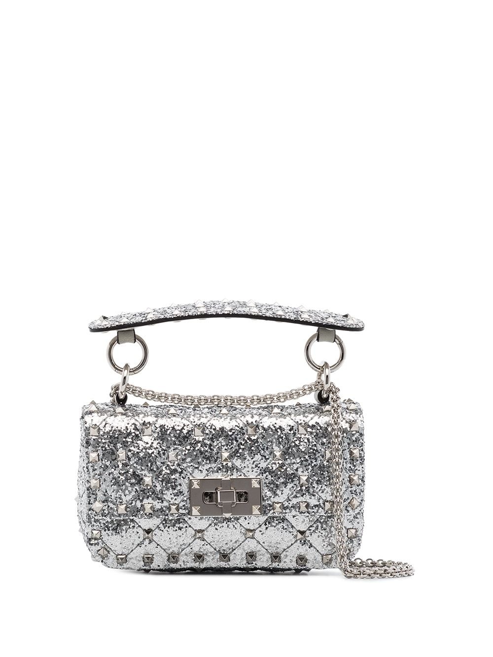 Rockstud Spike glitter-effect mini bag - 1