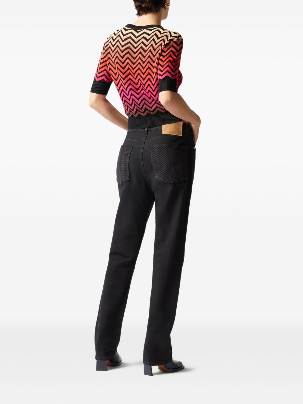 chevron-pattern T-shirt - 3