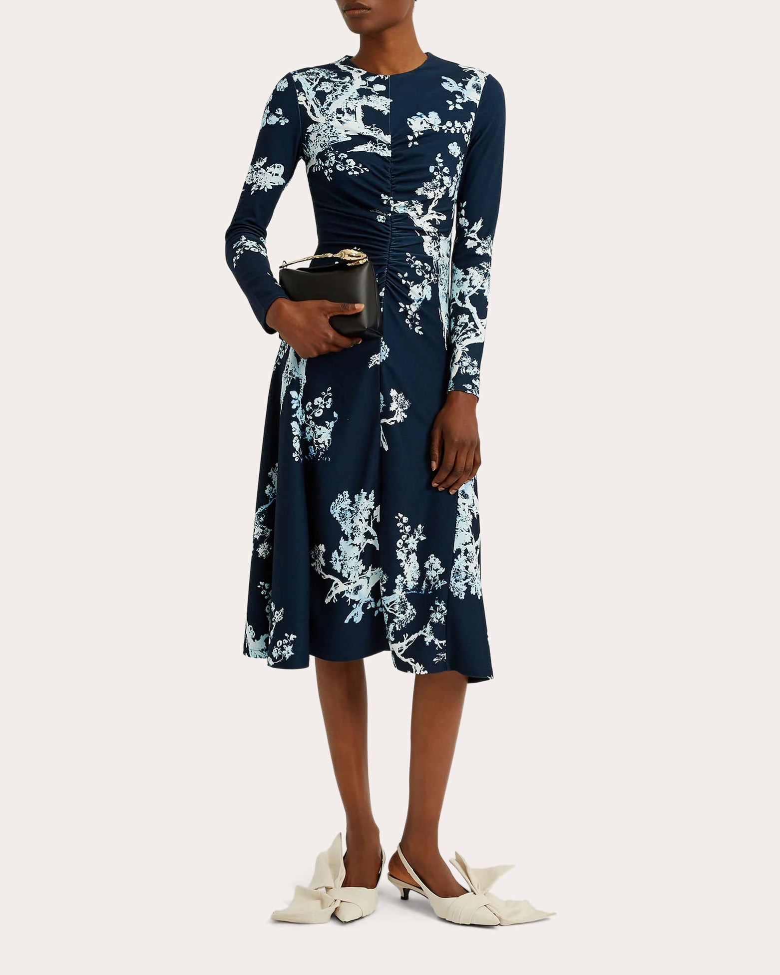 Floral-Print Gathered Jersey Midi Dress - 2