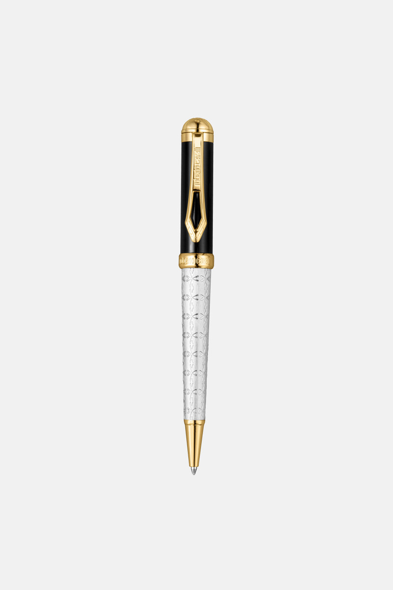 Roberto Cavalli Ballpoint Pen, Two Tone Silver & Gold Color & Black lacquer 1