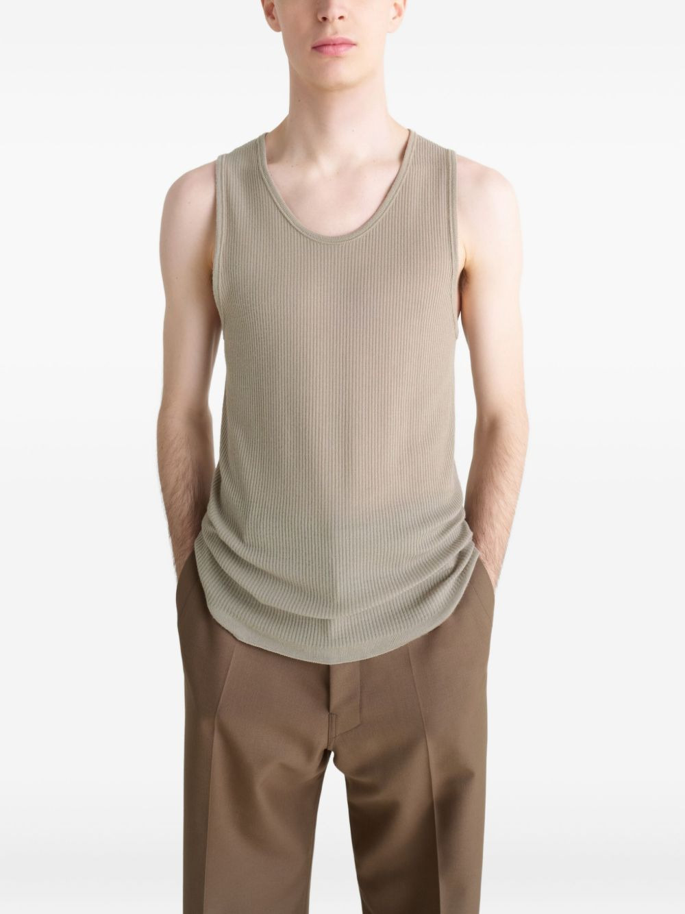 ribbed crewneck tank top - 2
