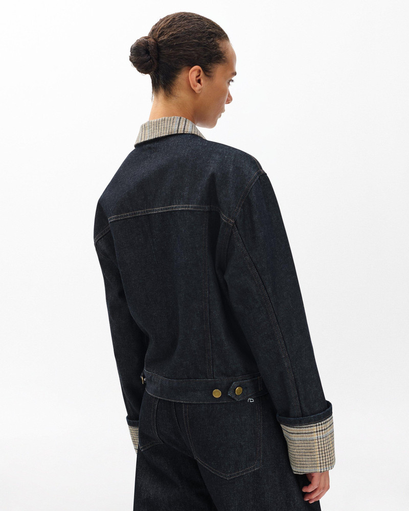 Harriet Denim Trucker Jacket Lightweight Rigid in Twilight Combo 7