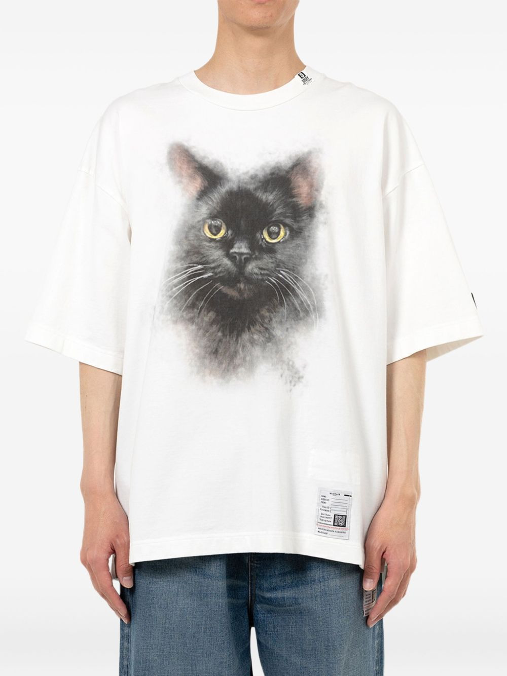 cat-print text-back T-shirt - 2