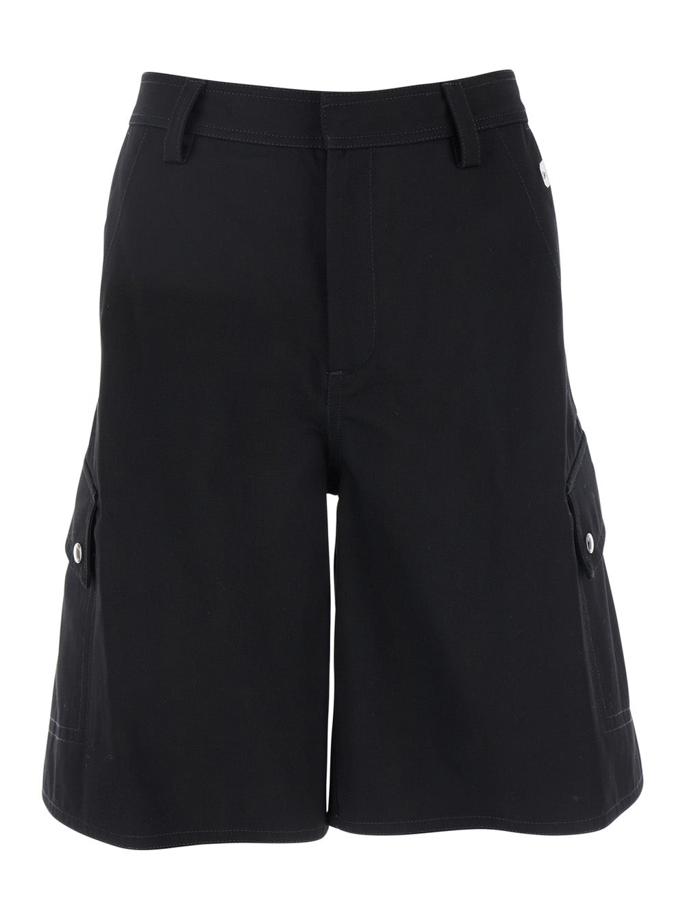 Off-White Men Black Cargo Shorts With Belt Loops In Cotton Man - 1