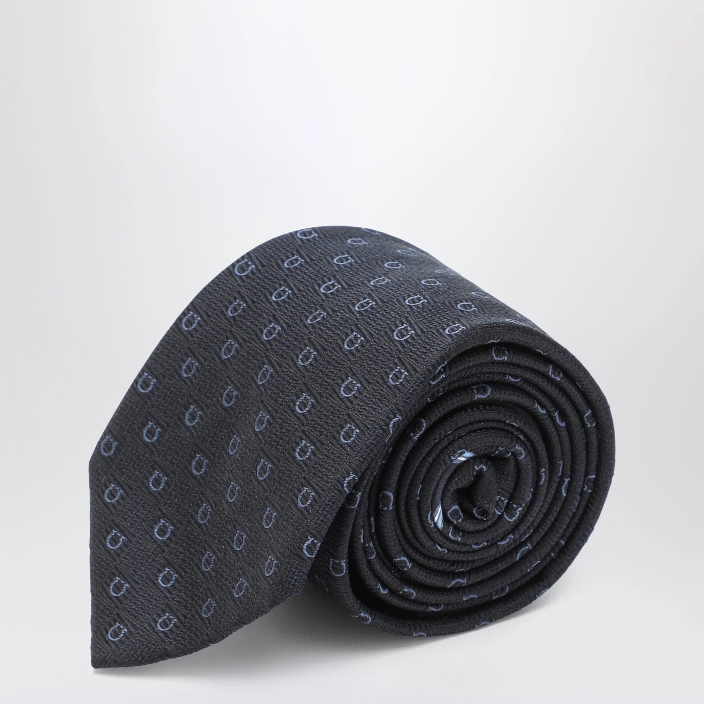 Dark blue Gancini silk jacquard tie - 1