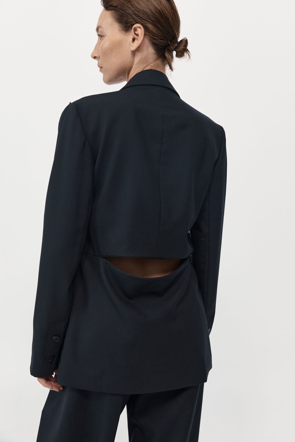 Zip Detail Blazer - Black - 4