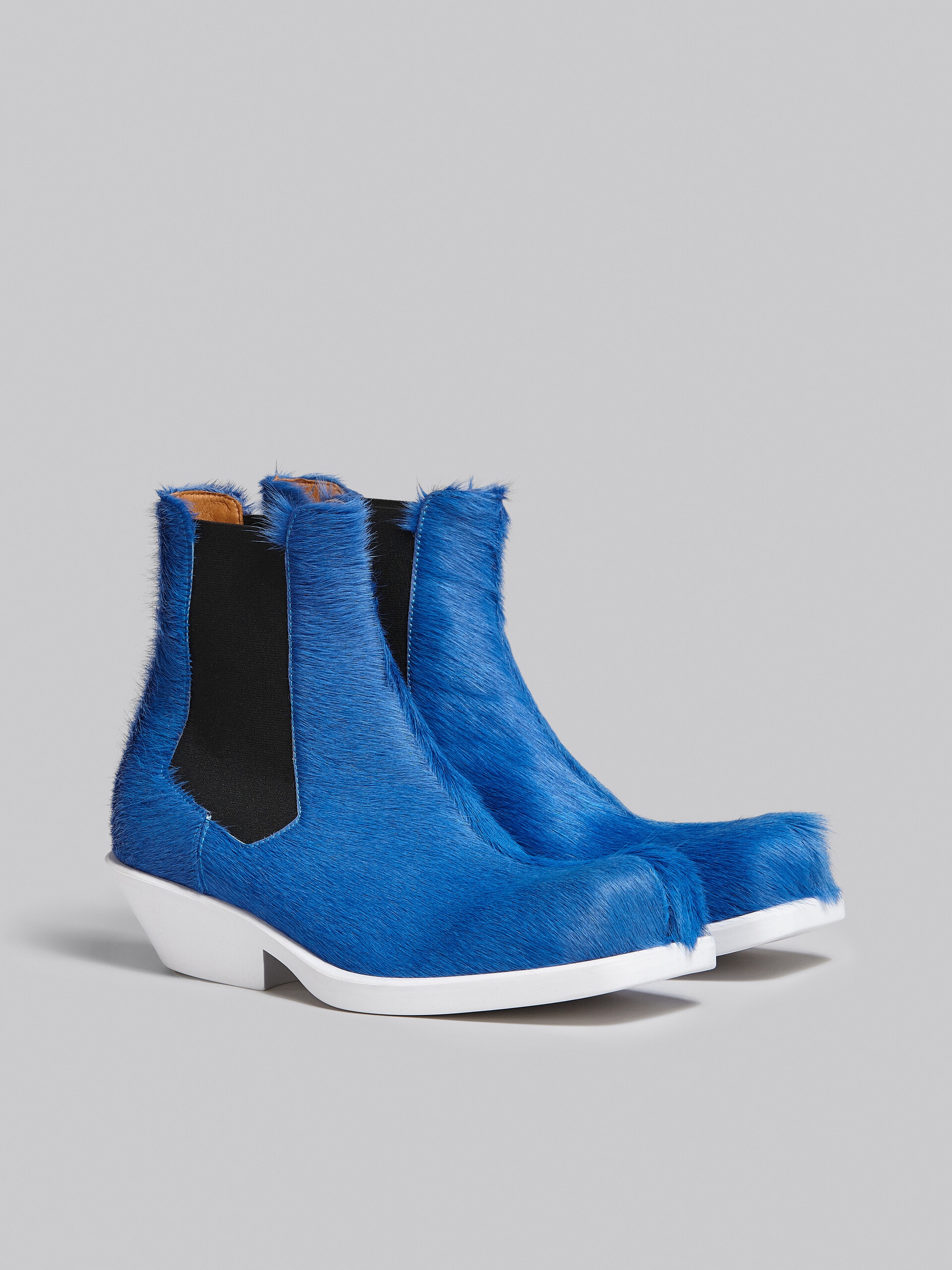 BLUE LONG HAIR CALFSKIN CHELSEA BOOT - 2