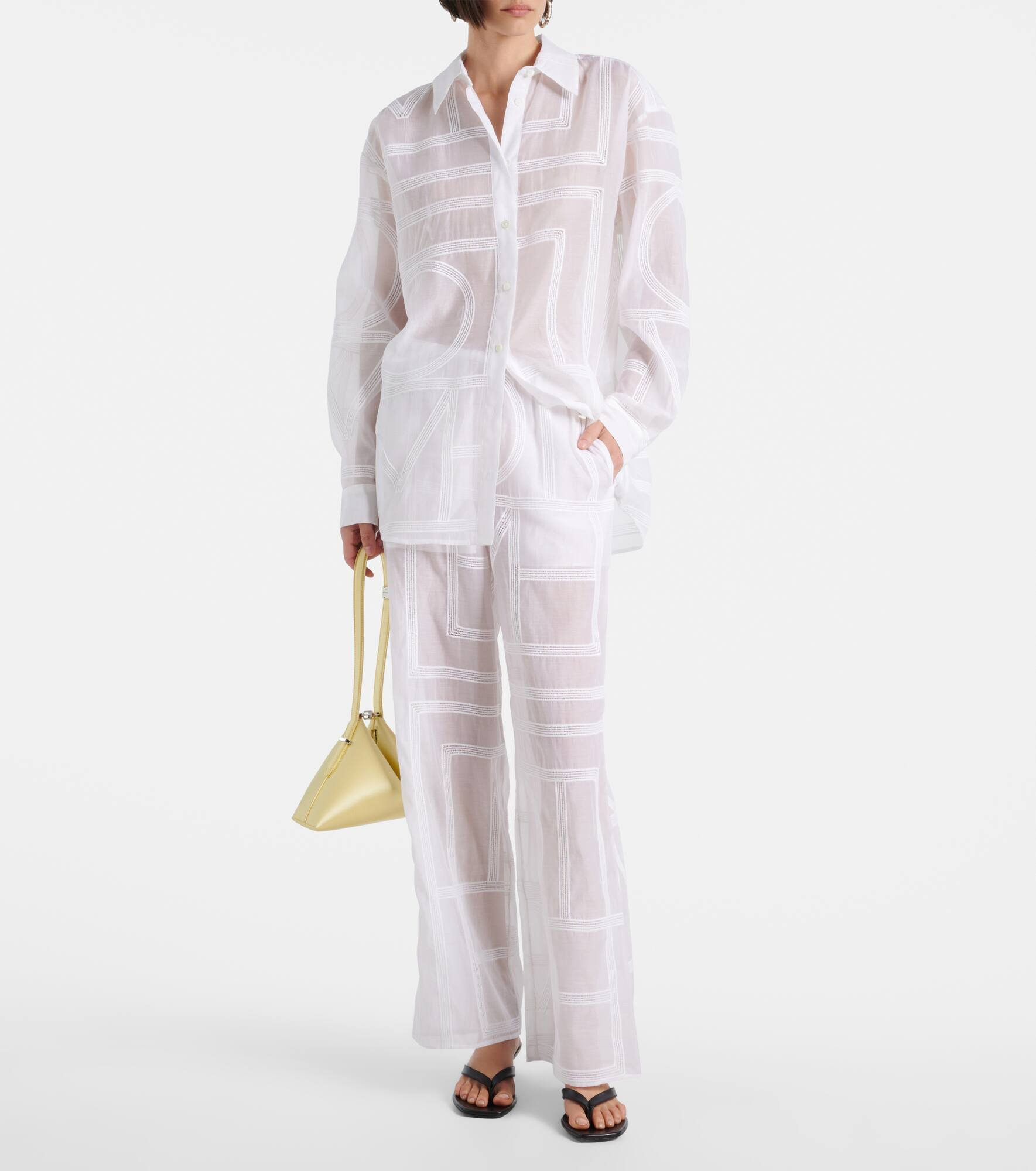 Embroidered cotton and silk voile shirt - 2