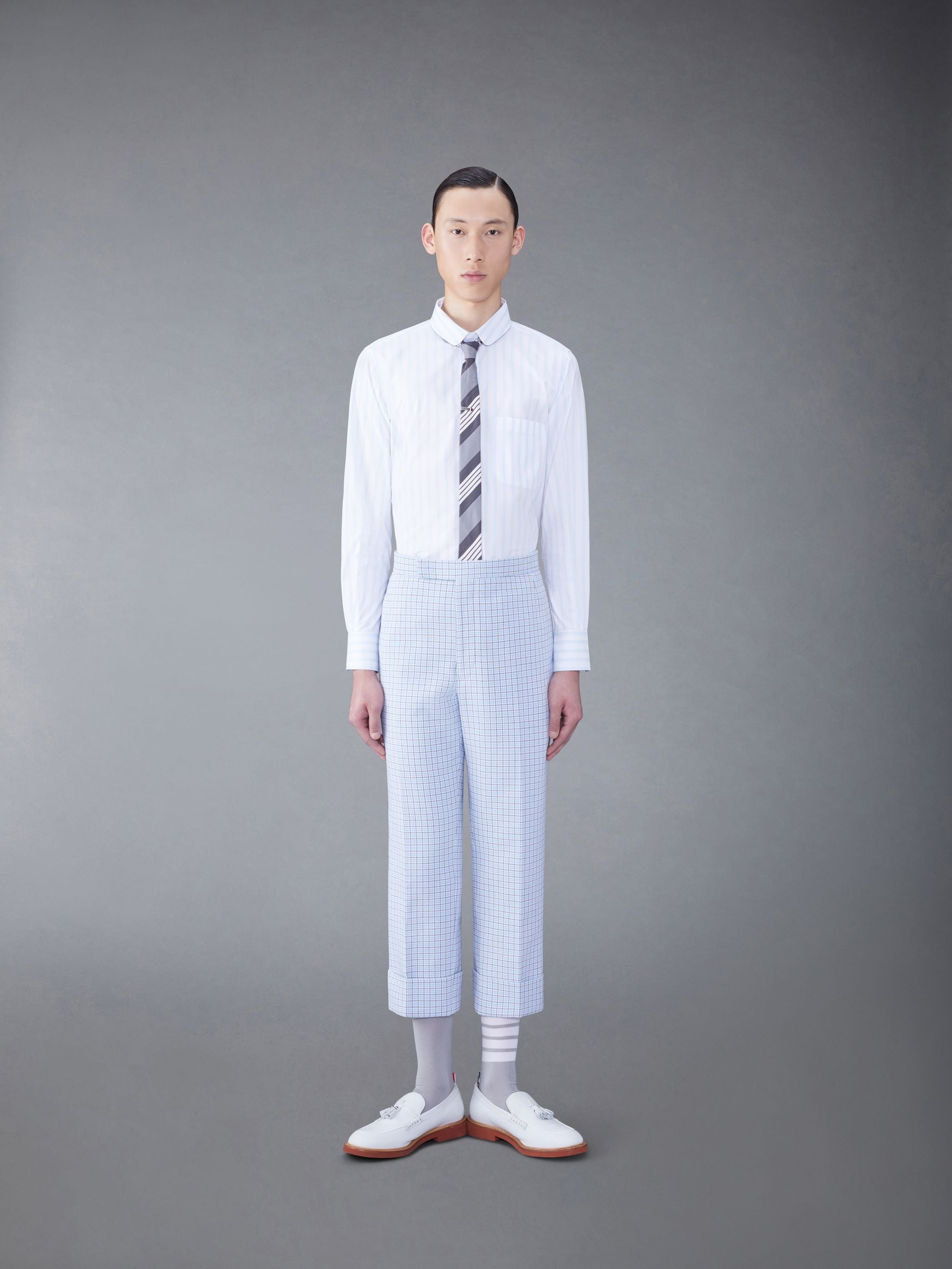 Stripe Poplin Round Collar Shirt - 4