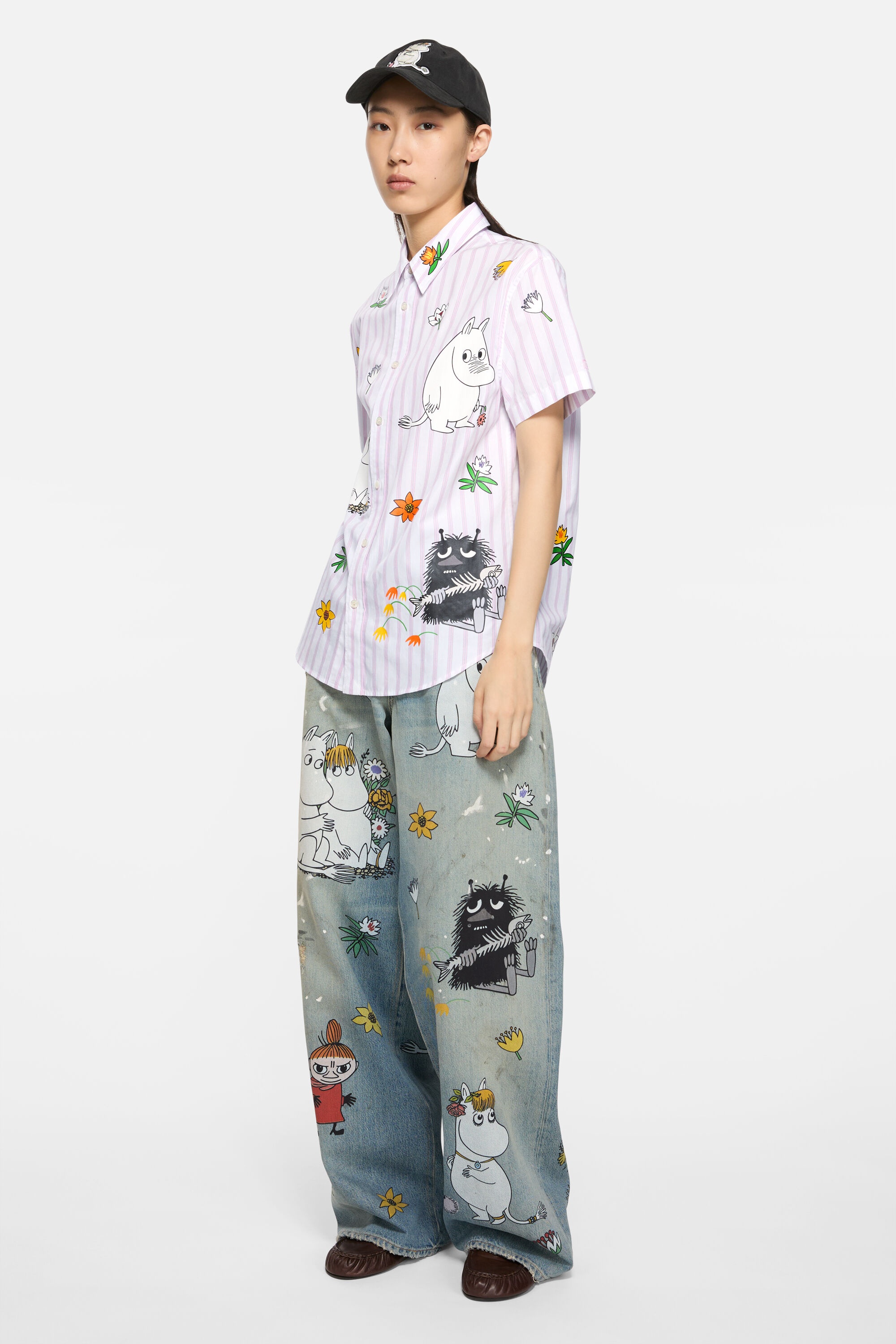 Short sleeve shirt Acne Studios x Moomin - White/Rose pink - 2