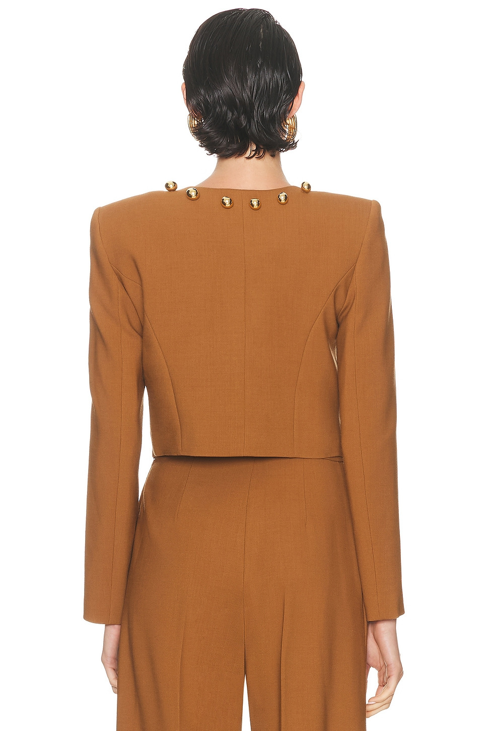 Collarless Cropped Jacket - 3