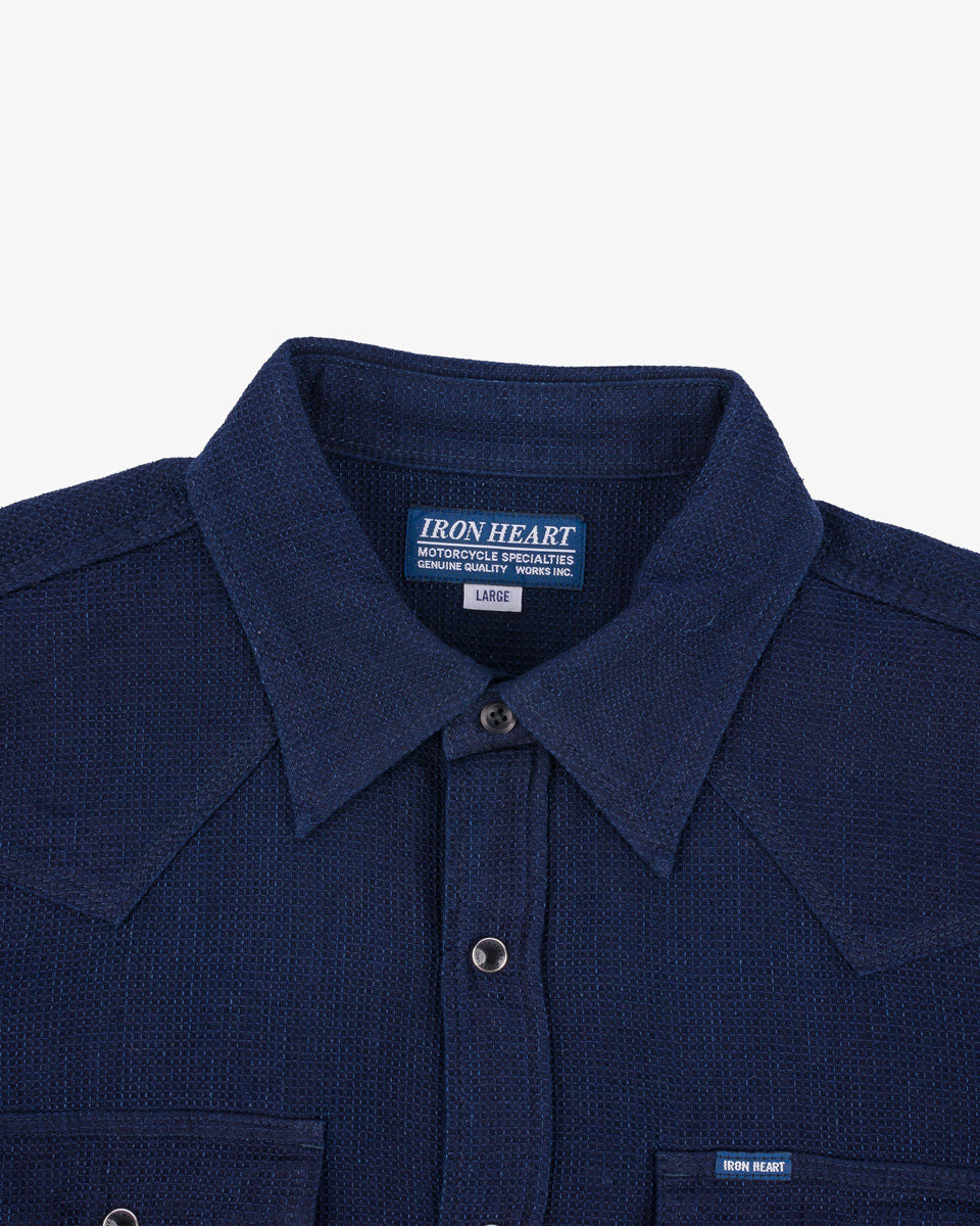 IHSH-413-IND 5oz Selvedge Dobby Cloth Western Shirt - Indigo - 13