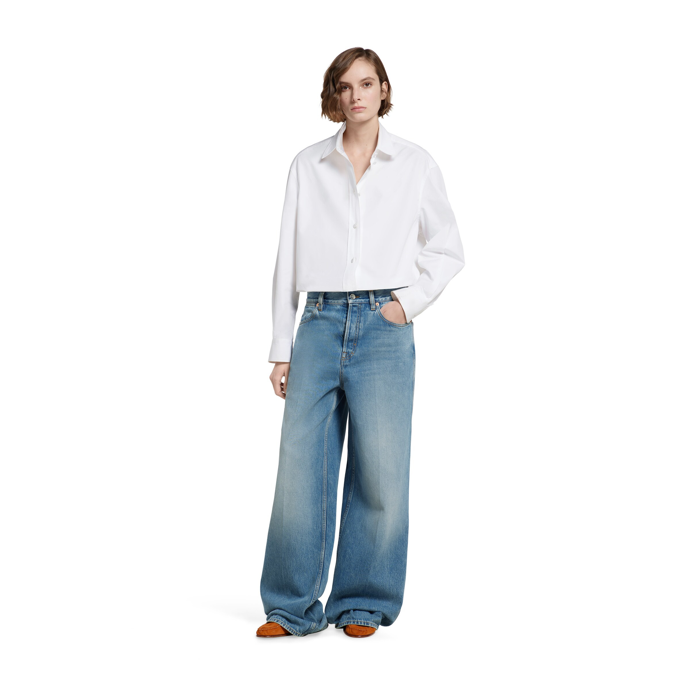 Wide leg denim pants - 2
