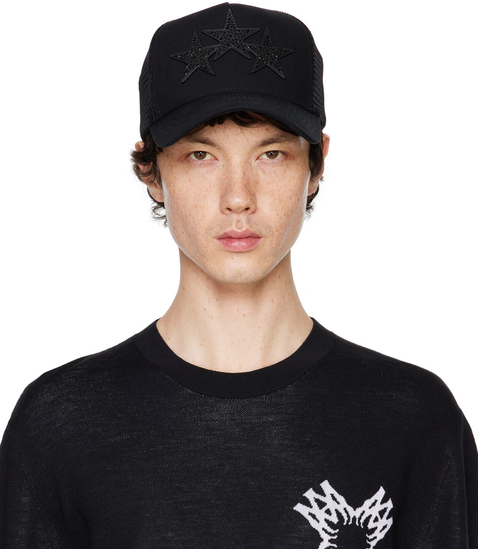 AMIRI Black Crystal 3 Star Trucker Cap | ssense | REVERSIBLE
