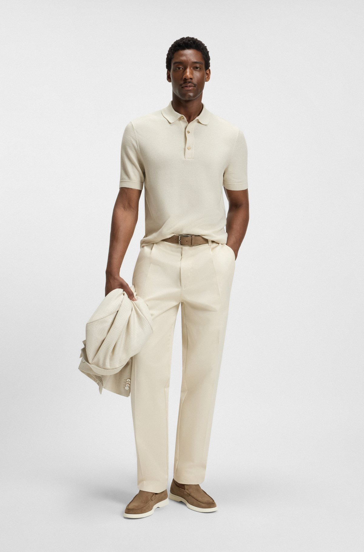 REGULAR-FIT KNIT POLO BLENDED WITH COTTON - 4