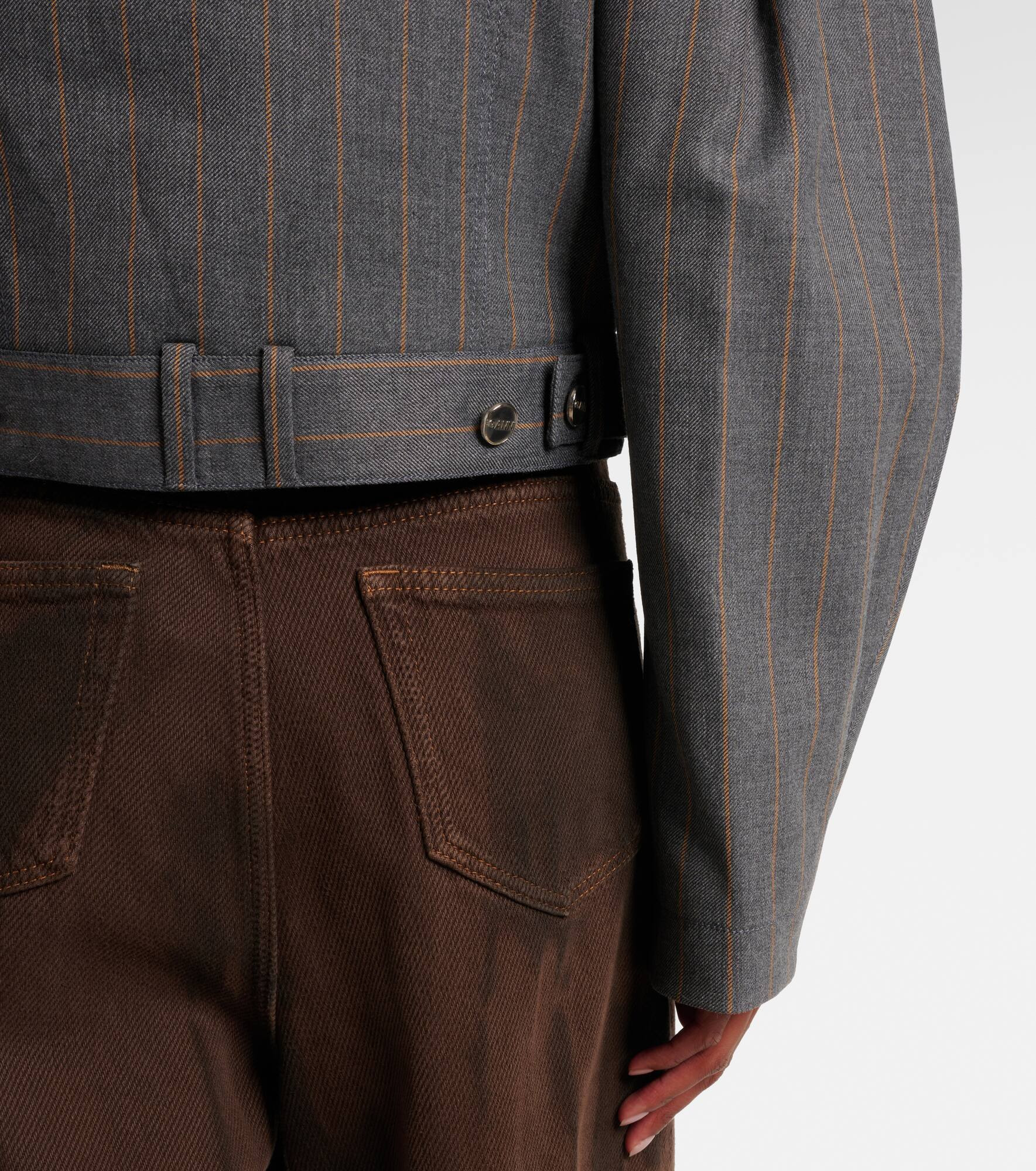Pinstripe cropped jacket - 5