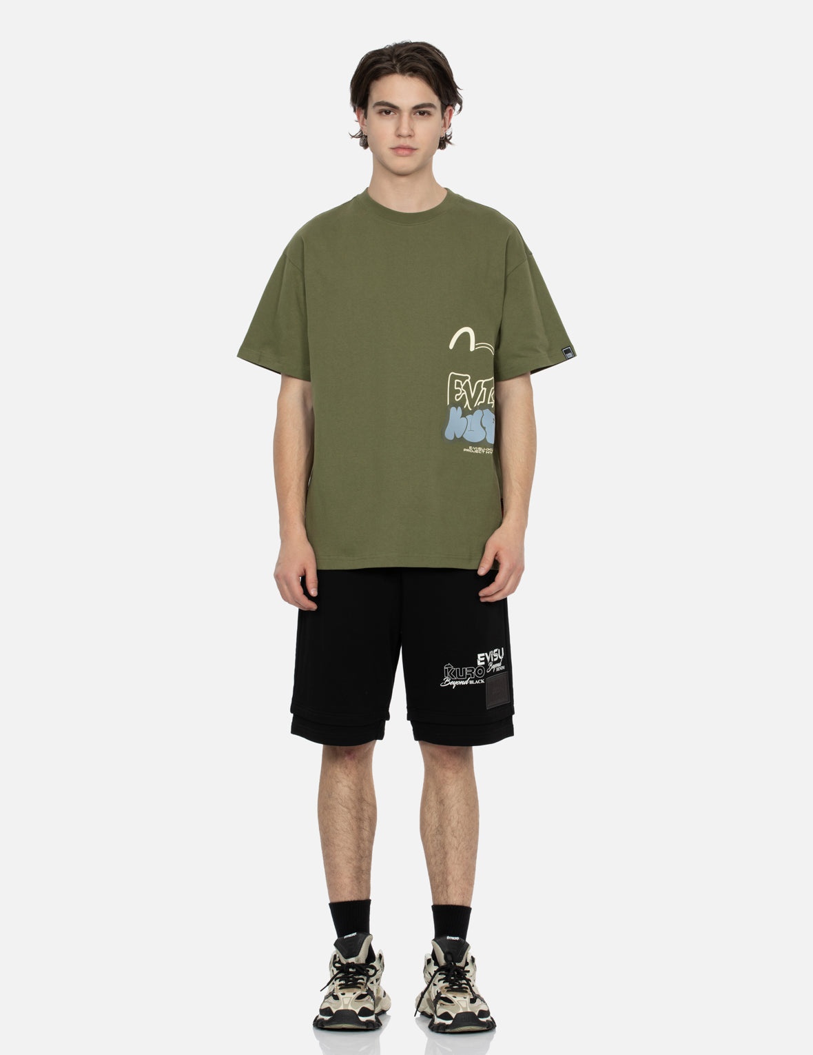 Seagull and Graffiti Logo Print Relax Fit T-Shirt - 5