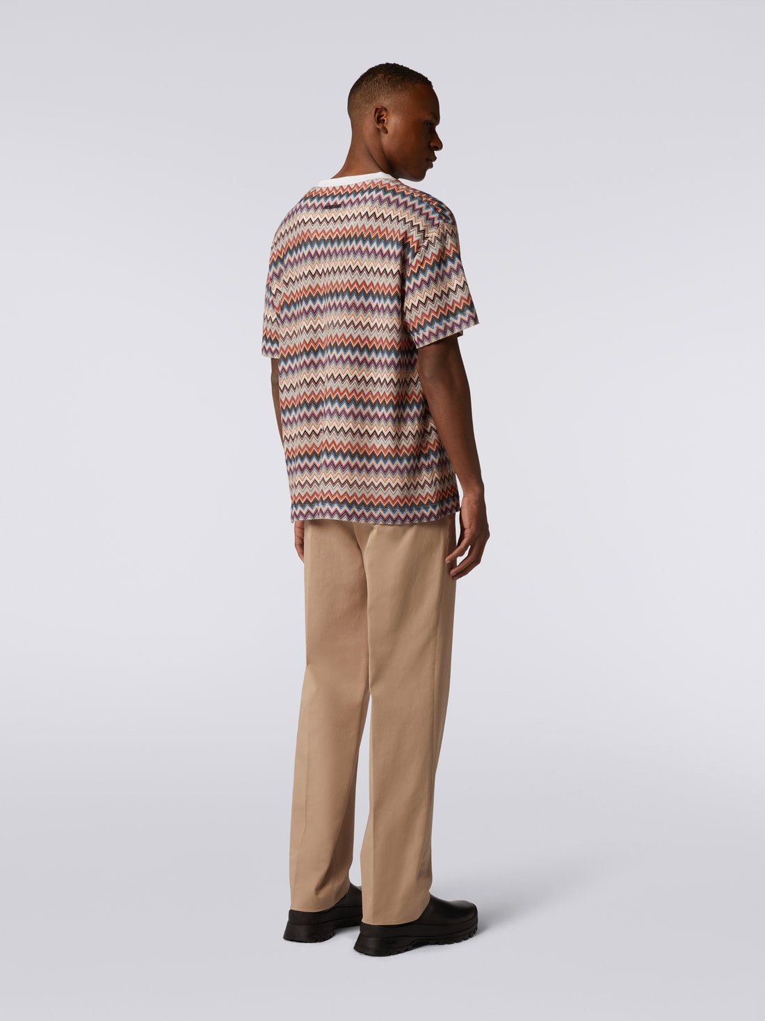 Cotton and viscose chevron crew-neck T-shirt - 4
