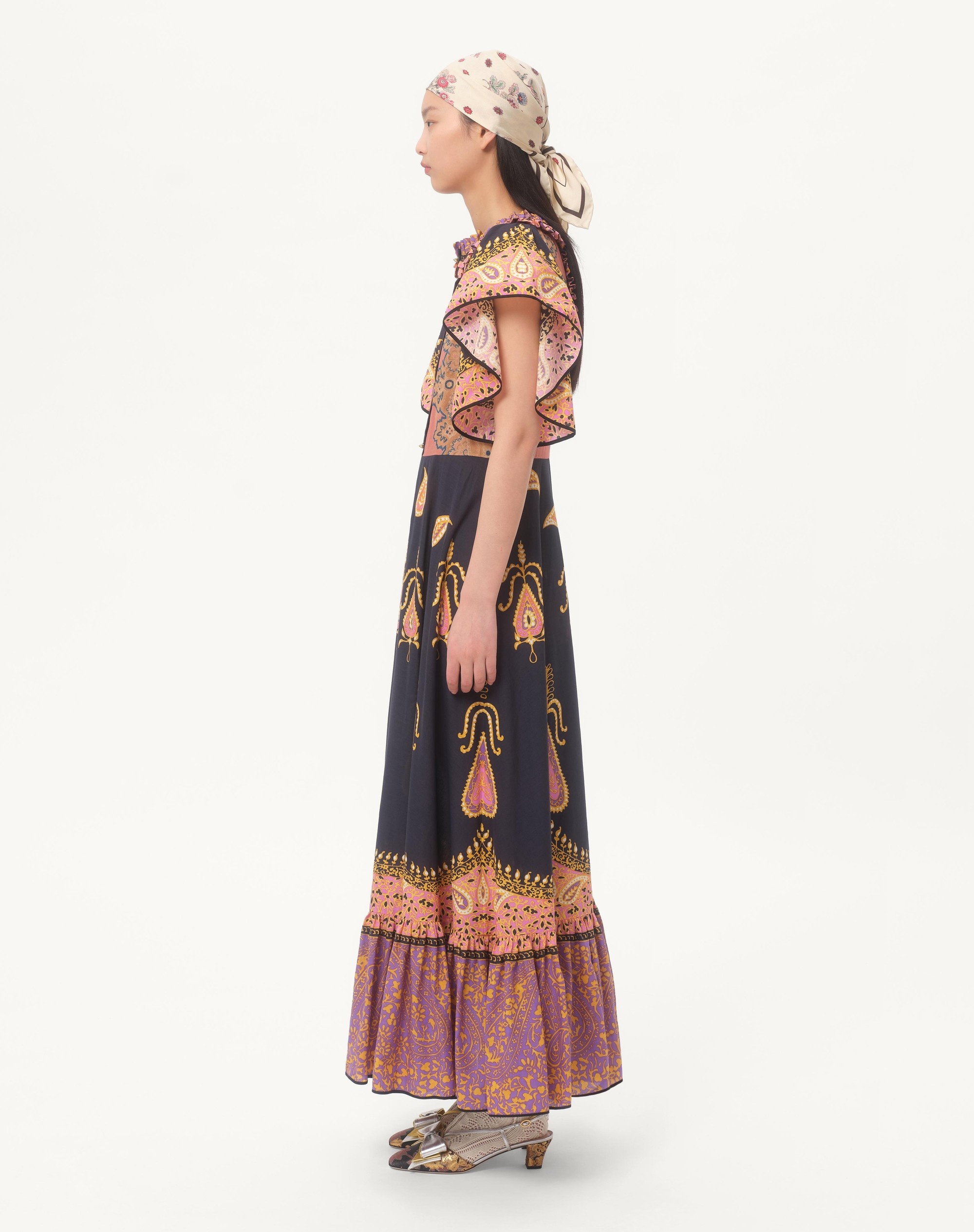 MIDI DRESS IN MUSSOLA COTONE MIX STAMPE - 6