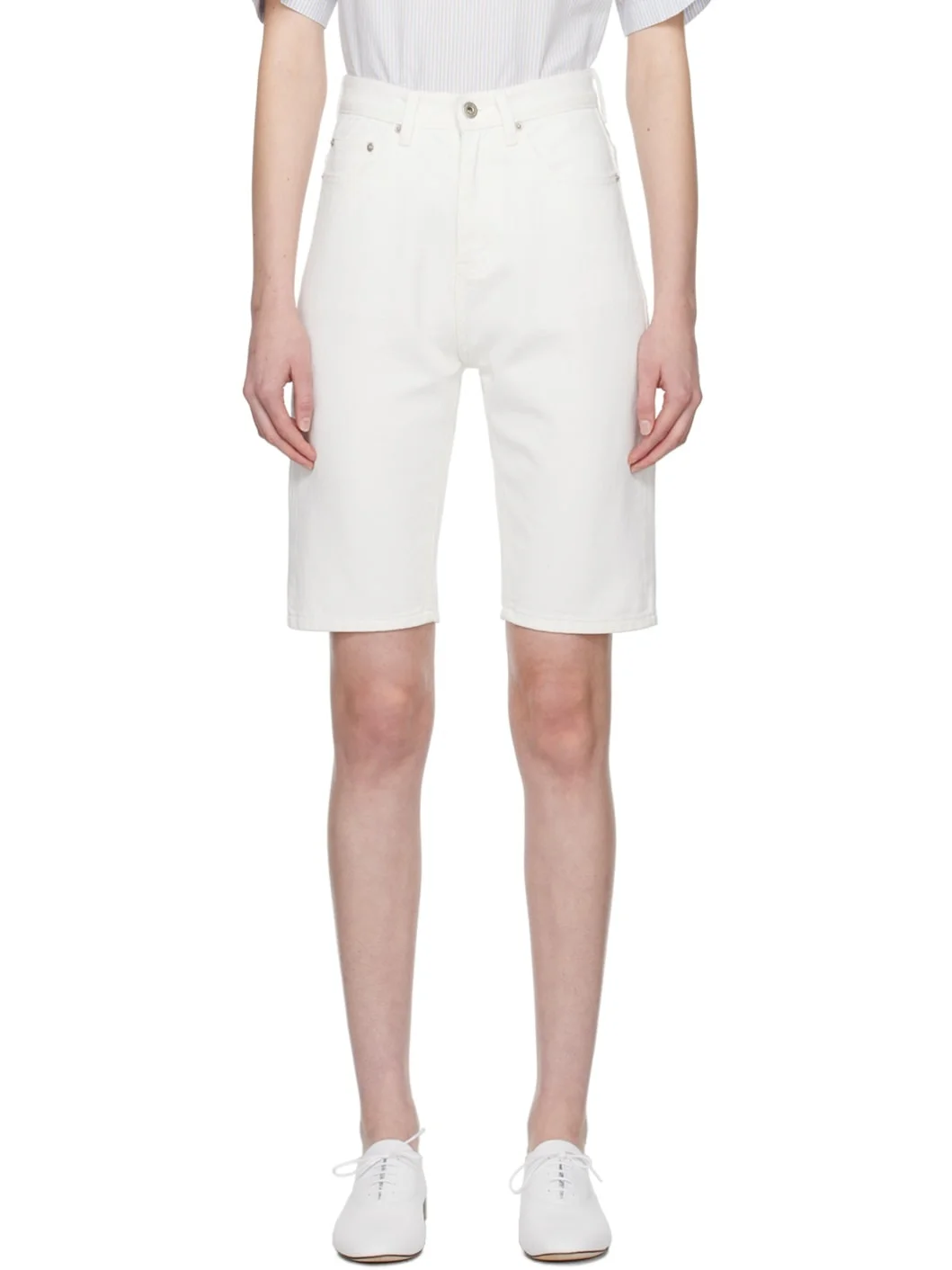 White Half White Denim Shorts - 1